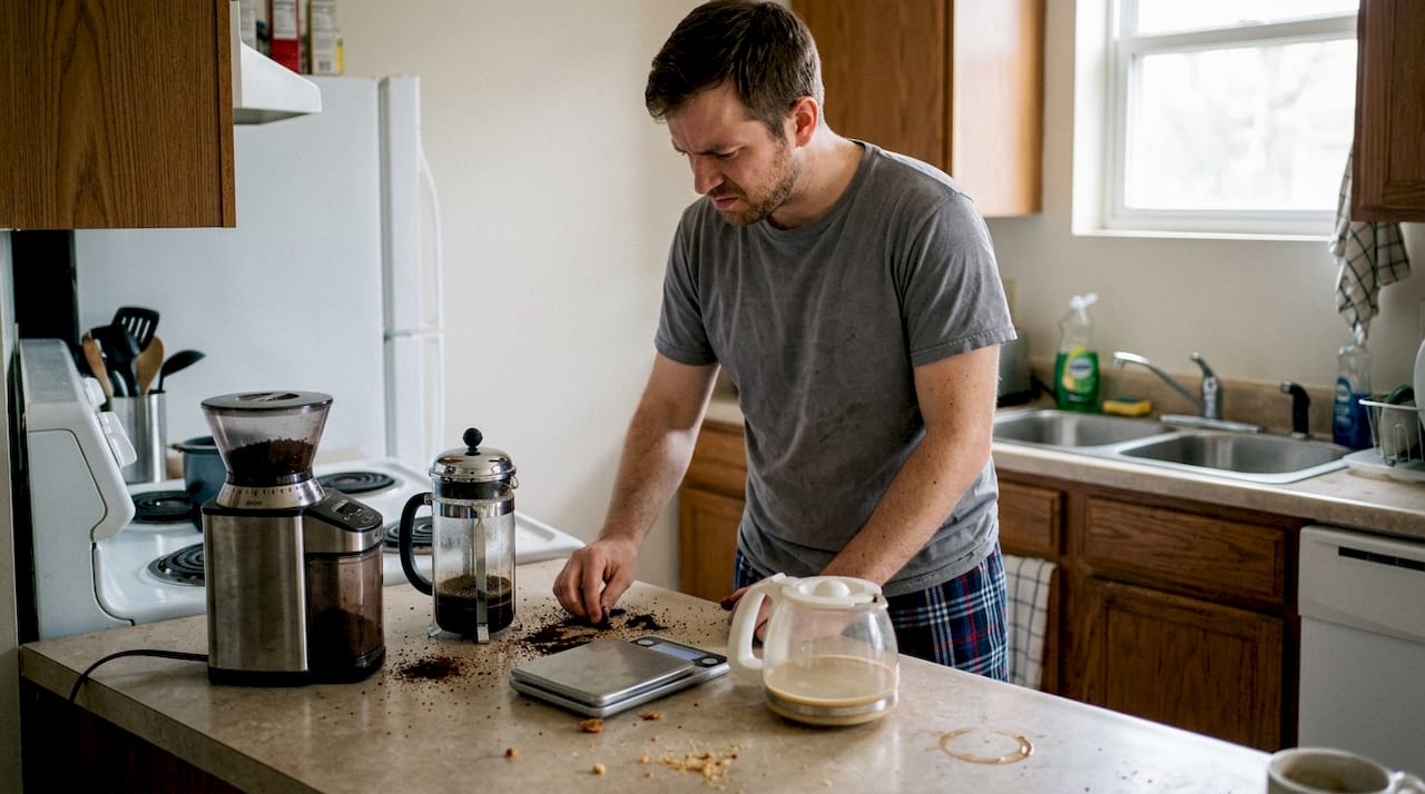 Homebrew coffee mistake in everyday kitchen