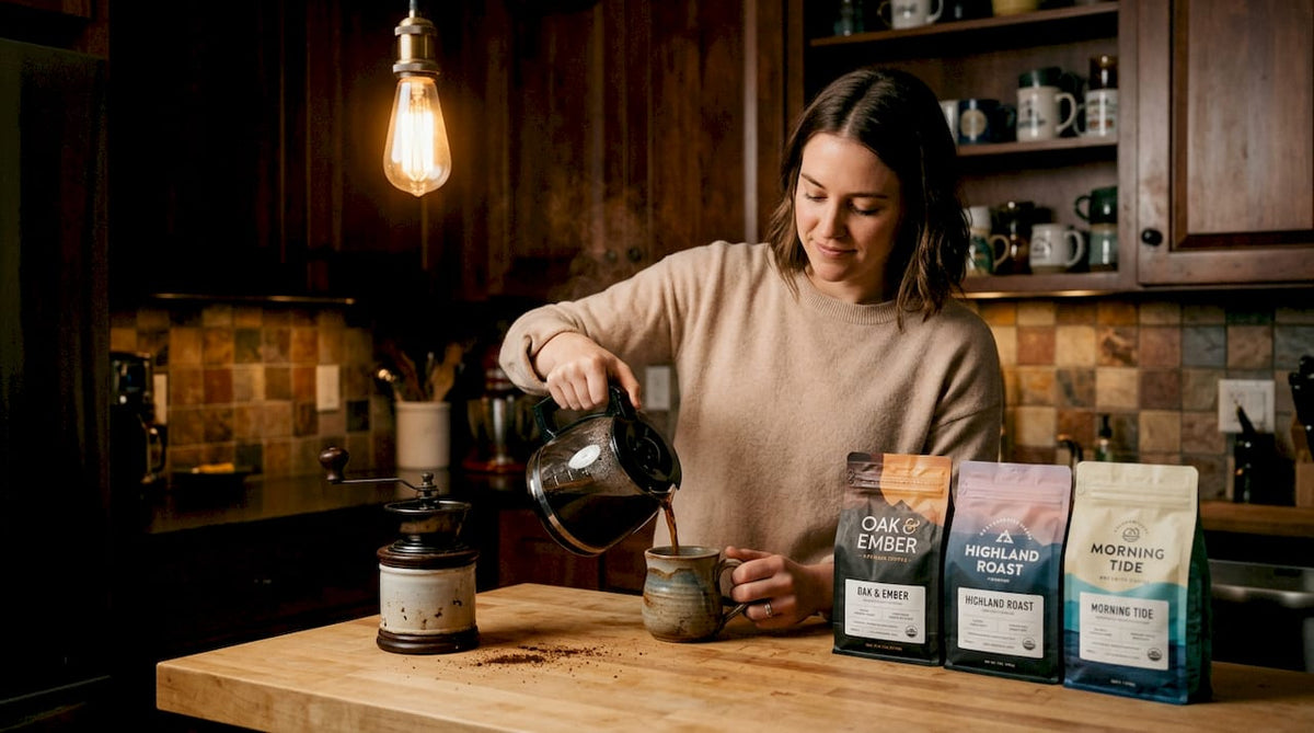 Home kitchen specialty coffee comparison scene