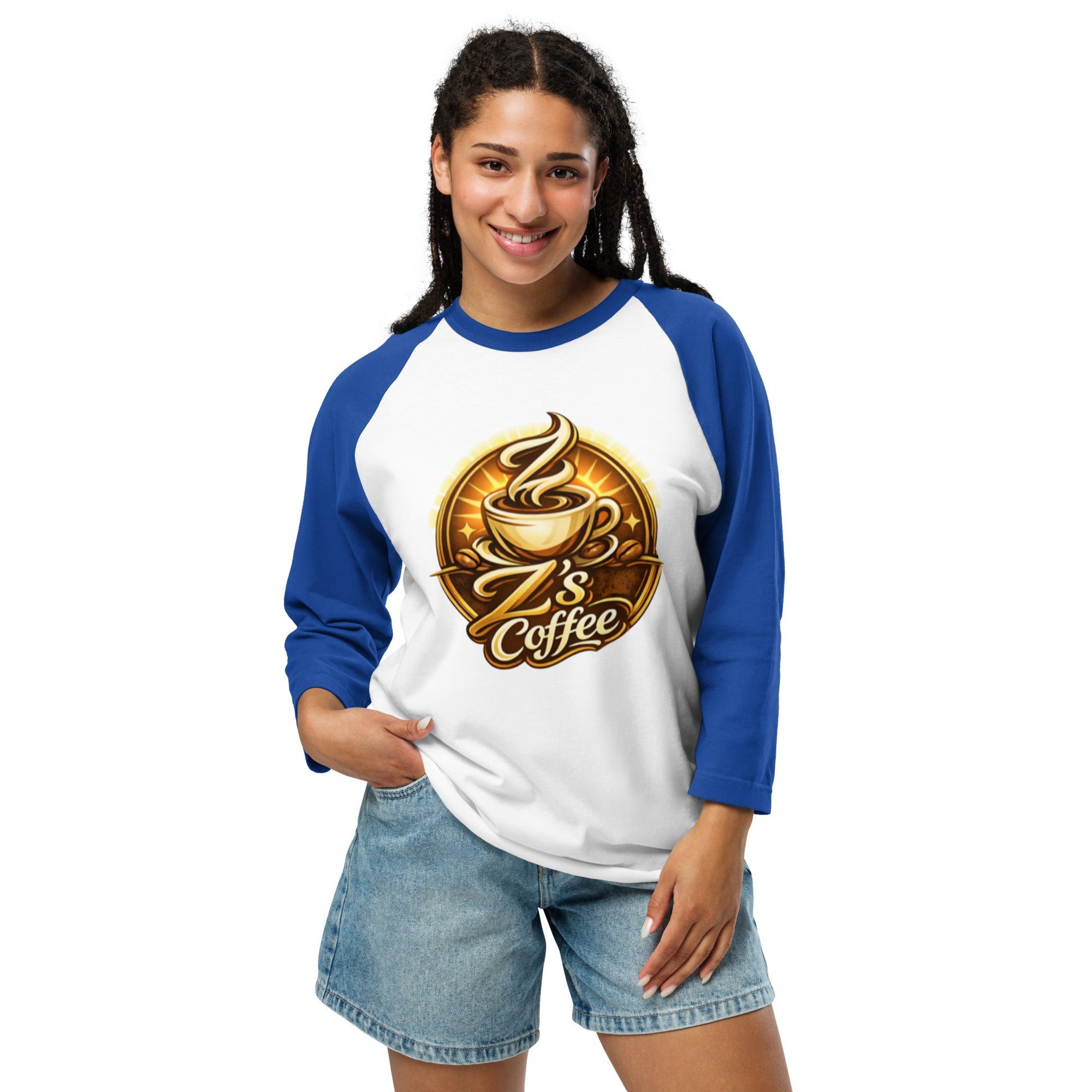 3/4 sleeve Raglan Shirt - Z's Coffee - 6983111_8347 - Product mockup