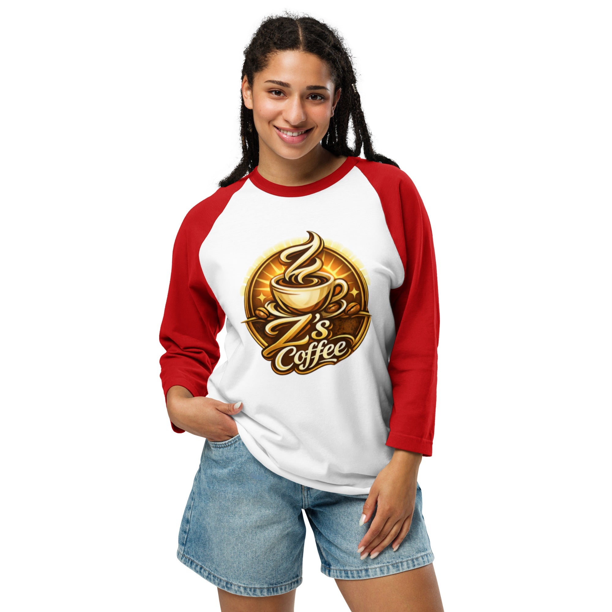 3/4 sleeve Raglan Shirt - Z's Coffee - 6983111_8341 - Product mockup