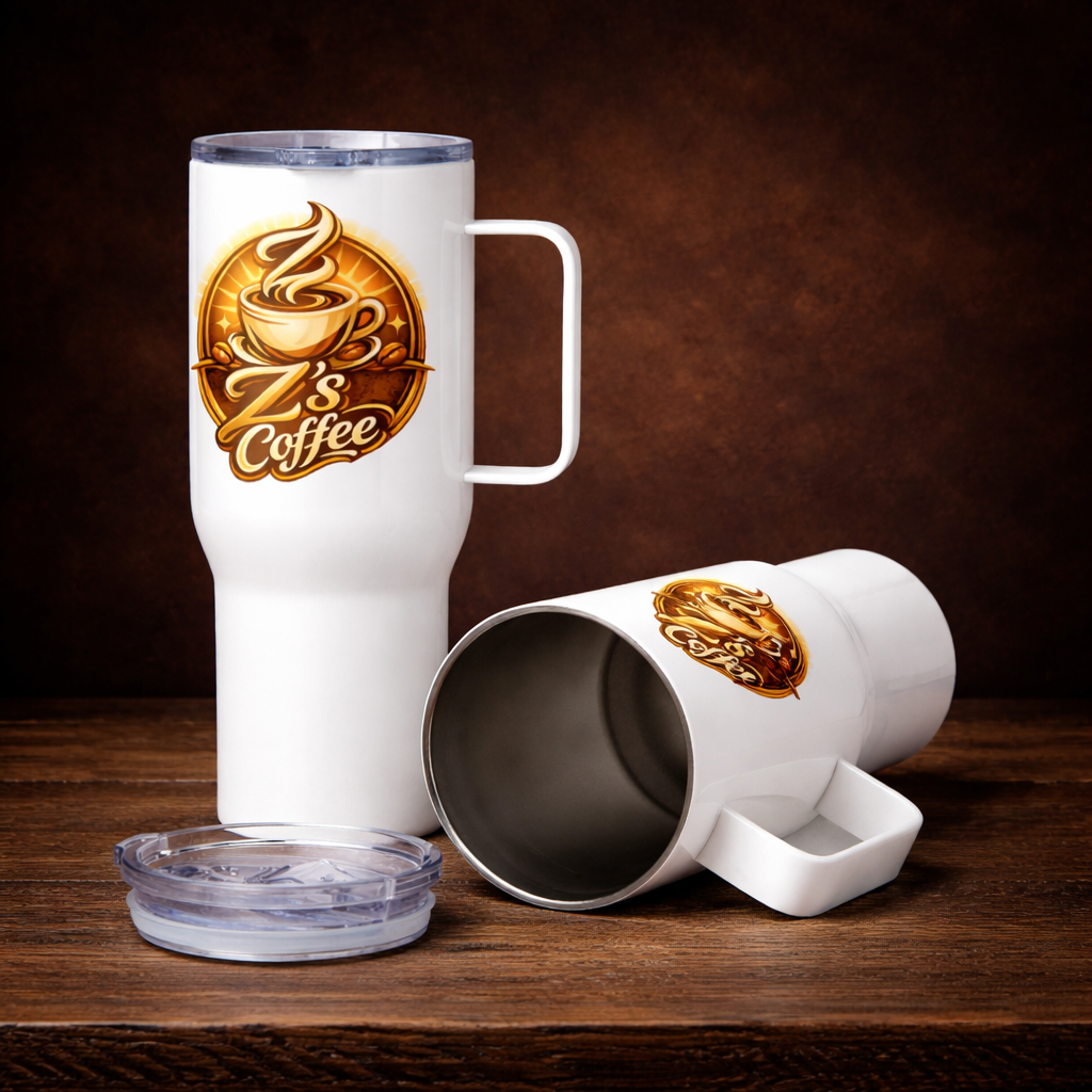 Travel mug with a handle